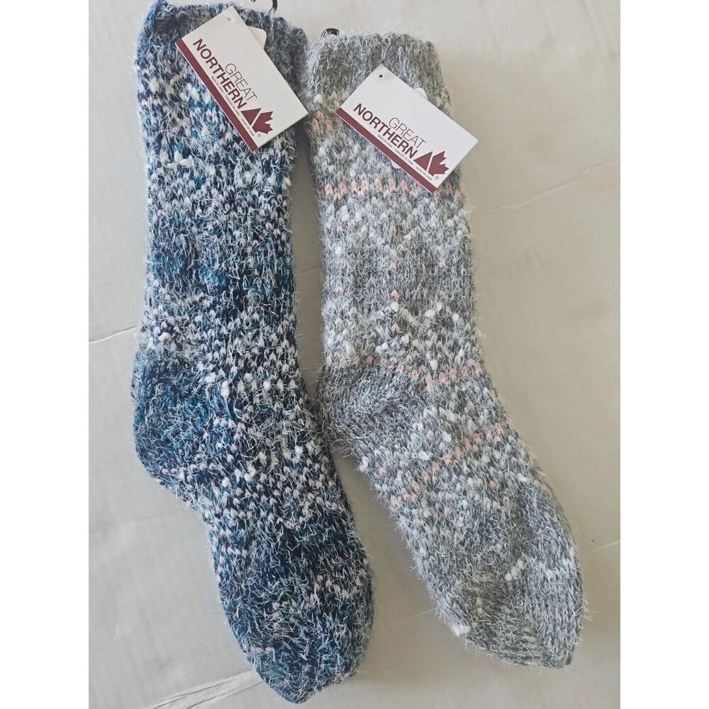 2 Pairs Great Northern Gertex Women's Socks Size 9-11 Cozy Warm Soft Eyelash